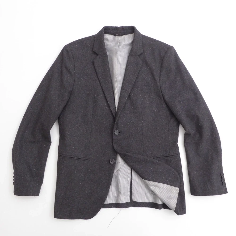 Banana Republic Mens Blazer Charcoal Grey Tailored Wool Textured Knit 40R Slim